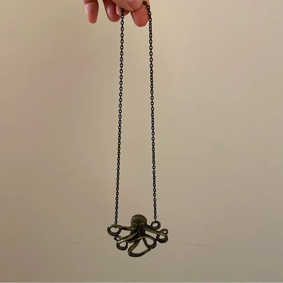 Brass Octopus Chain Necklace - Picture 7 of 12